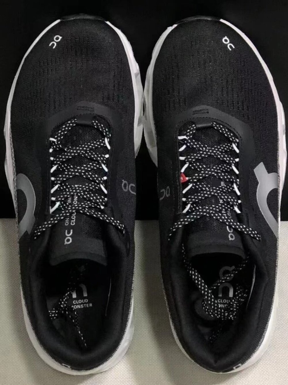 On Running Cloudmonster Running Shoes Black/White US Men's 7 / Women's 8.5